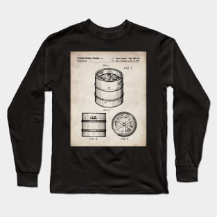 Beer Keg Patent - Beer Lover Craft Ale Art - Antique Long Sleeve T-Shirt